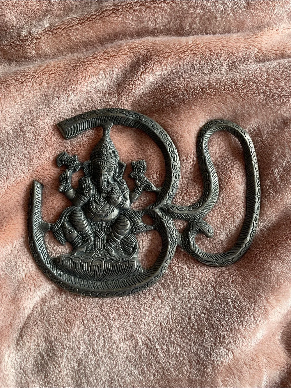 Metal Ganesh Om Wall Hanging - Black Decorative Home Wall Decor